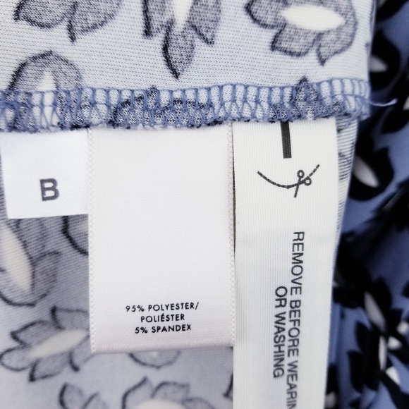 Ann Taylor | Blue Tossed Leaf Print Side-Tie Top - Picture 8 of 8